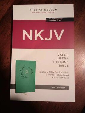 NEW NKJV Holy Bible Value Ultra Thinline, Teal Leathersoft, Red Letter